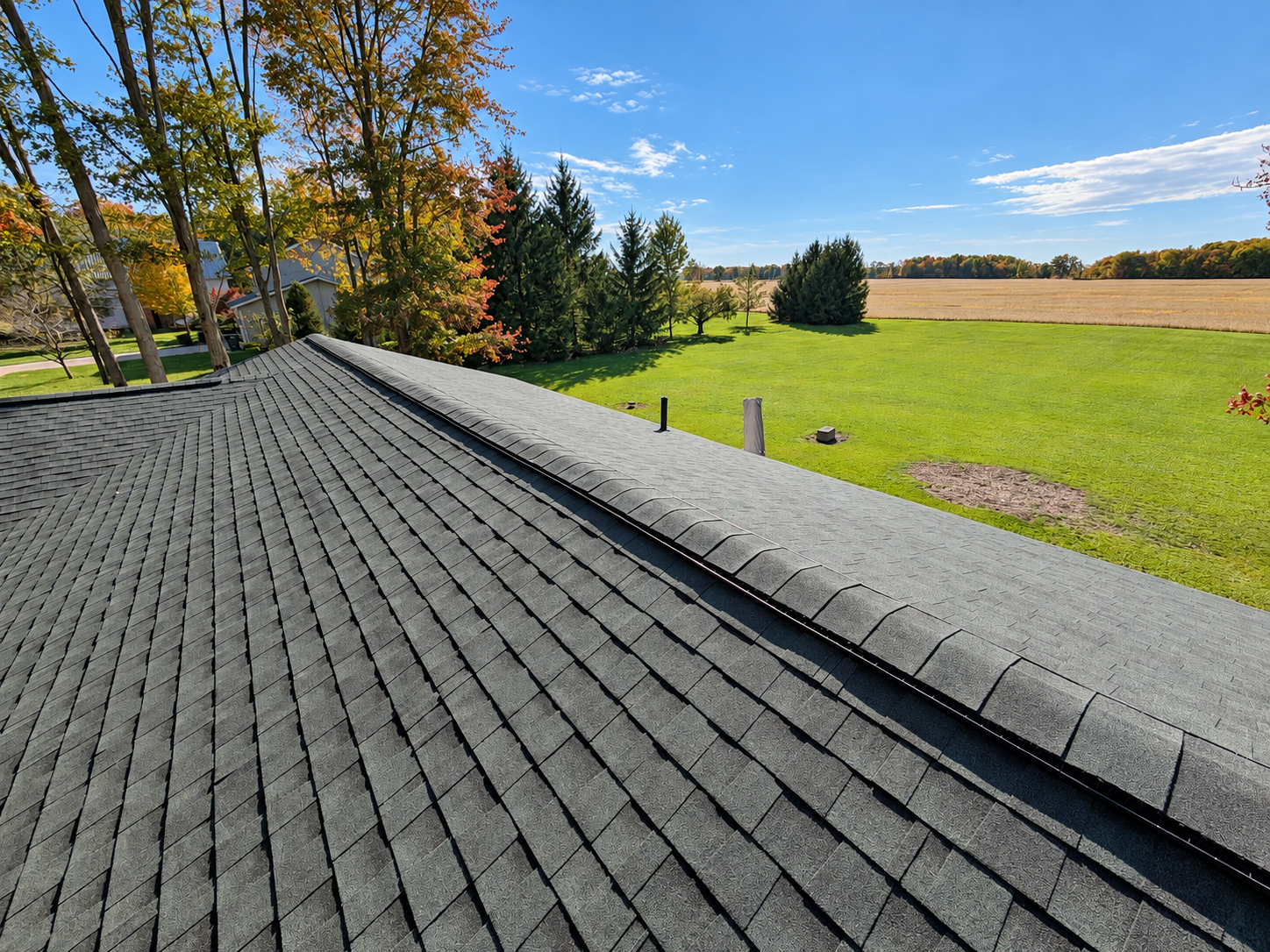 Wakeman Roof Replacement & Fascia Repair | GAF Hunter Green - view 2